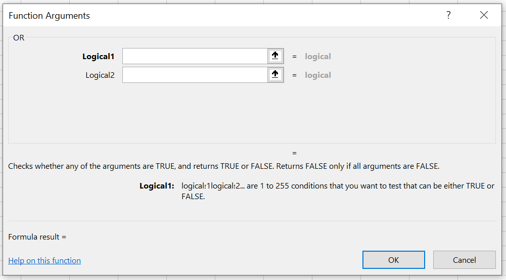 آرگومان های تابع OR اکسل