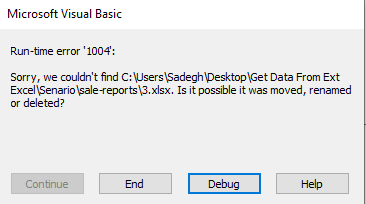 VBA Run-time error '1004': Sorry, we couldn't find the file message