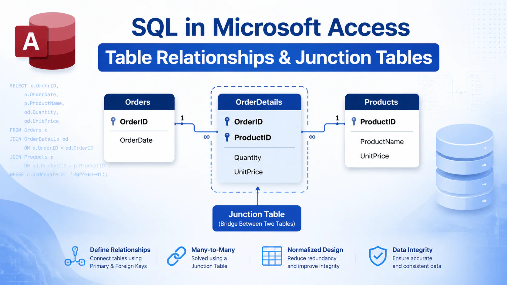 You are currently viewing SQL in Microsoft Access: Table Relationships and Creating Many-to-Many Relationships Using a Junction Table